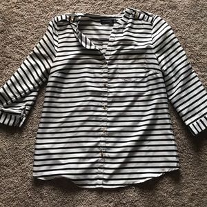 Black and white striped blouse